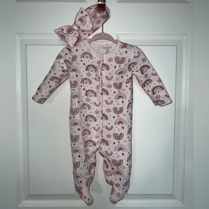 Rainbow One-piece with Matching Bow 3-6 months
